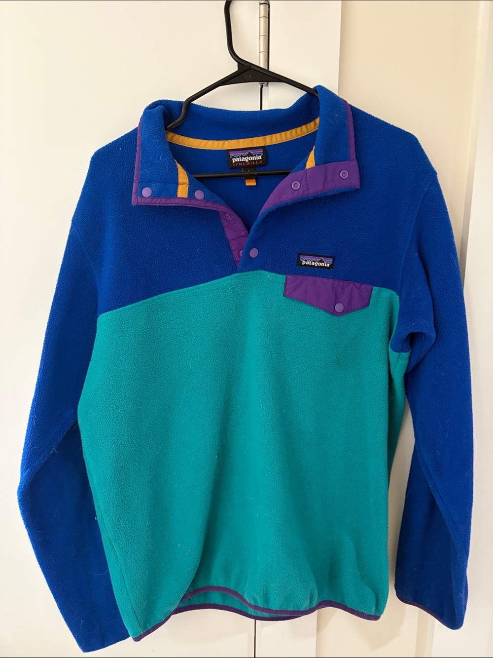 Patagonia Men’s Blue, Teal & Purple Snap-Fleece Pullover